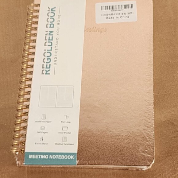 Regolden Book Rose Gold 160 Page Inner Pocket Elastic Band Pen Loop Meeting Book - Picture 3 of 16